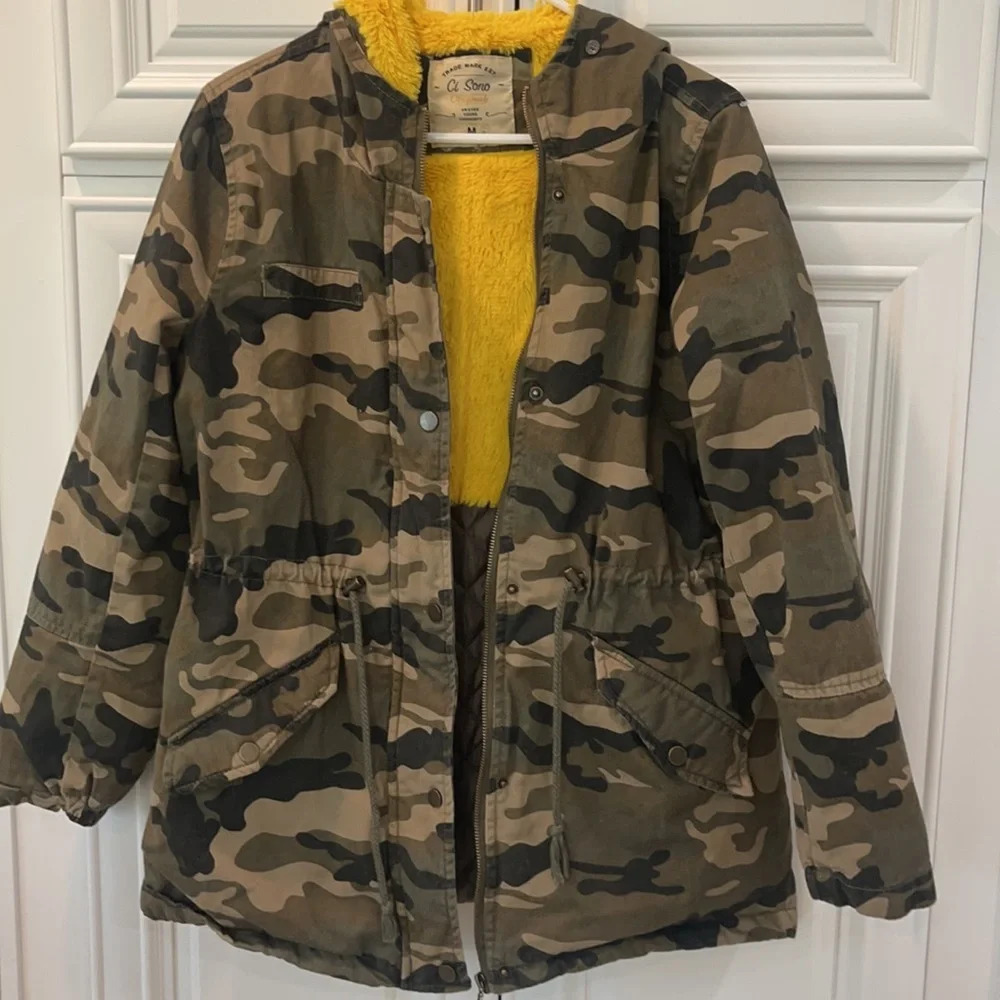 Ci Sono Camo Camouflage Military Utility Style Jacket Fleece Lining Medium - Picture 9 of 12